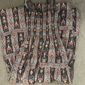 Hill House Navy Black Maxi Dress with Coral and Light Blue Paisley Print